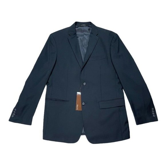 Perry Ellis Mens Two Button Blazer Black Lined Classic Fit Notch Lapel 42R New